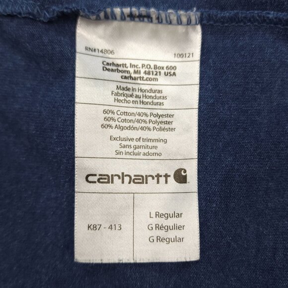 Carhartt Mens Blue Original Fit Pocket T-Shirt L Regular Cotton/Poly Blend - Picture 7 of 8